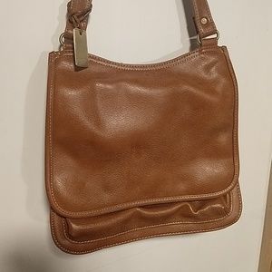 Liz Claiborne leather, camel cross body bag